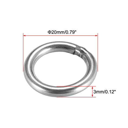 uxcell 201 נירוסטה טבעת O 20 ממ קוטר חיצוני 3 ממ עובי רצועות טבעות עגולות מרותכות 5 יחידות
