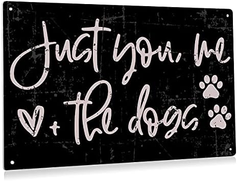 Beastzheng רטרו רק אתה אני והכלבים חותמים על עיצוב קיר של שלט פח מתכת - שלט כלב וינטג 'למתנות לעיצוב סלון