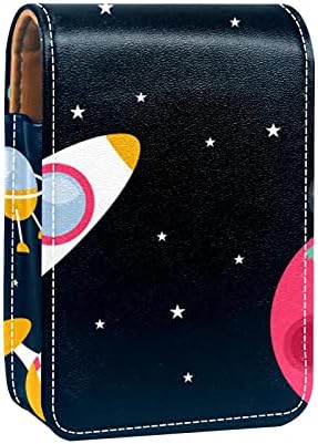 שפתון מקרה עם מראה חיצוני חללית גלקסי רקטות כוכב גלוס מחזיק נייד שפתון אחסון תיבת נסיעות איפור תיק מיני עור קוסמטי