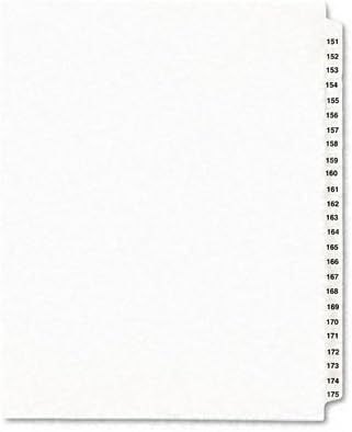 אייברי: מחלק לשונית צד משפטי בסגנון אייברי, כותרת: 151-175, מכתב, לבן, סט אחד -: - נמכר כמו 2