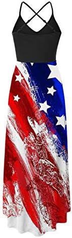 4 יולי מקסי שמלה לנשים מקרית קיץ בוהו שמלת ארה ב דגל קאמי שרוולים סקופ צוואר כוכבים פסים שמלה קיצית