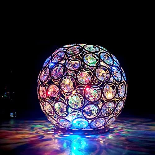 כדור קריסטל Zipdiz - אור LED קריסטל - תפאורה לשולחן חג המולד - כדורי זהב כדורים דקורטיביים - כדור חג