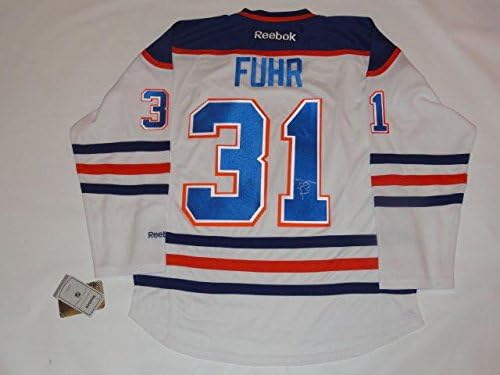 גרנט פוהר חתום על RBK Edmonton Oilers 31 הוכחת ג'רזי HOF PSA COA מורשה - חתימה גופיות NHL