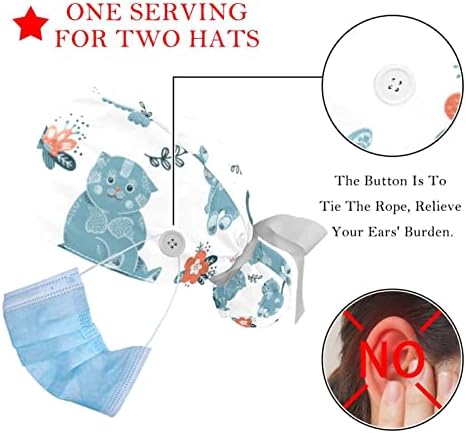 2 יחידות כובע עבודה עם סרט כפתור קשור לאחור אסתטי אסתטי יפה ציור פרפר קוקו כובעי קוקו לנשים