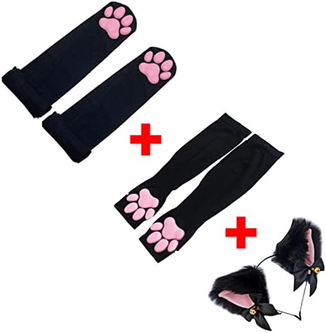 גרביים גבוהים ירך, ורוד 3 ד חתלתול טופר גרביים חמוד חתול כפה כרית גרביים עבור בנות נשים חתול קוספליי