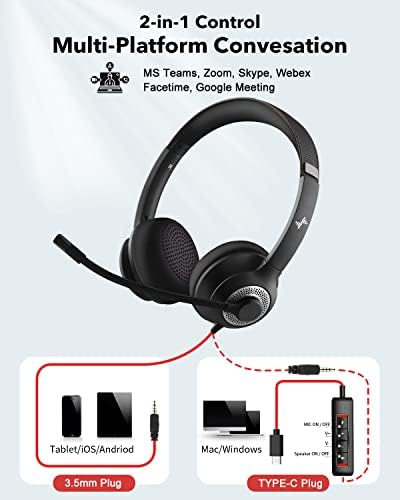 אוזניות עם מיקרופון עבור אוזניות קוויות למחשב-סוג-ג מעל האוזן 3.5 מ מ אוזניות עם מיקרופון מבטל