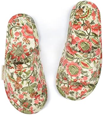 נעלי בית קטיפה פרחוניות לנשים, בוהן פתוח קל משקל רחיץ נייד מתקפל נוח אורחים מלון נסיעות מטוס ספא נעלי בית