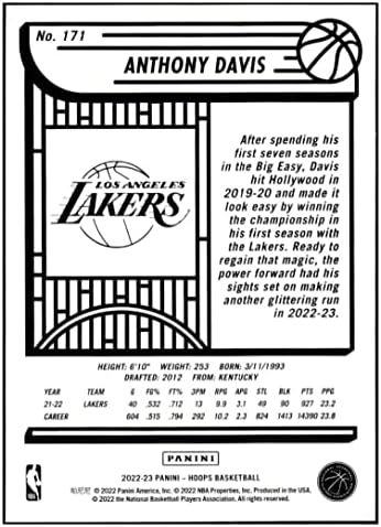 אנתוני דייוויס 2022-23 Panini NBA Hoops 171 ננומטר+ -MT+ NBA כדורסל לייקרס