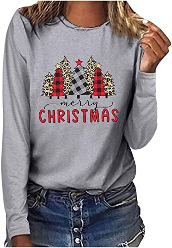מכוער חג המולד סוודר לנשים חדש שנה 2023 מצחיק חמוד חג המולד עץ טי חולצות צווארון עגול חולצות
