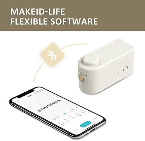 MakeID Label Maker Set-4 Rolls תוויות כלולות, מדפסת כיס Bluetooth ניידת L1 קלה לשימוש עם מכונת יצרנית מדבקות