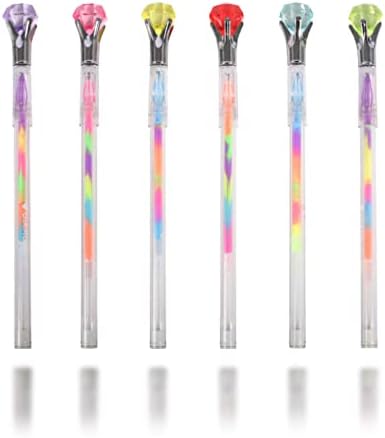 6 יחידות יהלומי עט קשת עטים קוואי צבע ג ' ל עטים ססגוניות עט מכתבים סט עבור בנות בני ילדים מתנות,
