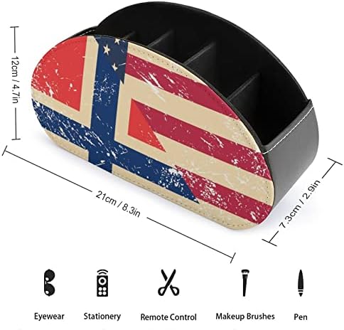 אמריקאי ונורבגיה רטרו דגל עור שלט רחוק מחזיק עם 5 תאים משרד אחסון תיבת שולחן העבודה מגש