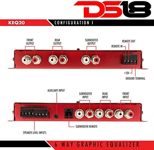 DS18 KEQ20 20 שוויון מראש לפני הלהקה עם מנהל התקן קו 6 ערוצים ושליטה על סאב וופר מרוחק, אדום, גודל אחד