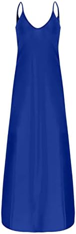נשים מקרית מוצק צבע ספגטי רצועת מקסי שמלה עם כיסים מקיר לקיר אורך בתוספת גודל שמלות קיץ