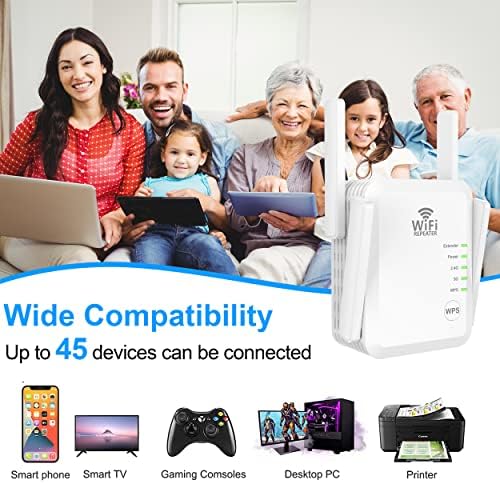 WiFi הרחבה מגבר מהדר עבור בית & חיצונית, 1200Mbps ו-45+ התקנים, WiFi 2.4&5GHz Dual Band WPS אות WiFi חזק חדירות,
