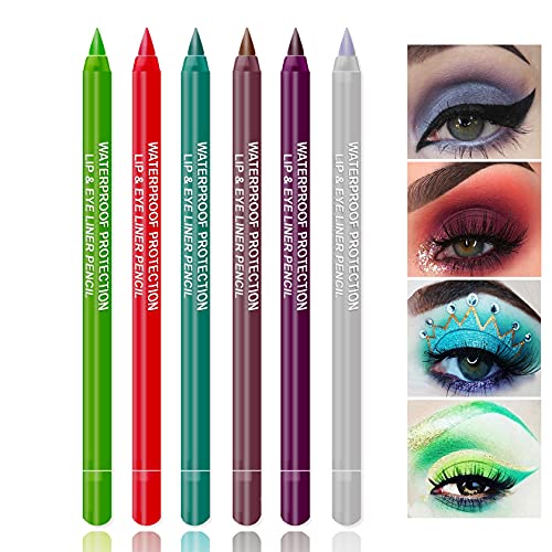 6 יחידות צבעוני עפרונות, אייליינר עיפרון, גליטר אייליינר עט, צלליות עיפרון, עין ספינות לנשים עמיד למים