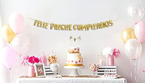פליז פינצ ' ה קומפלאה זהב נצנצים באנר, ספרדית יום הולדת שמח באנר, פיאסטה מקסיקני נושאים מסיבת יום הולדת