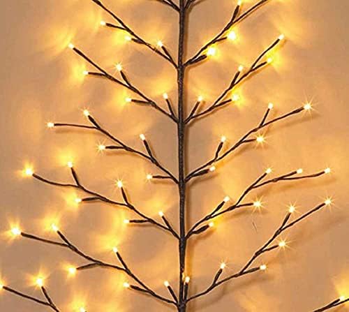 עשרה עץ קיר חג המולד מואר - עץ קיר מואר - LED מקורה/חיצוני בגובה 4 רגל - אורות לבנים חמים - סוללה המופעלת עם