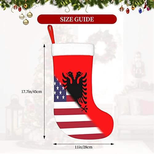 TZT דגל אמריקאי ודגל של גרבי חג המולד של אלבניה, מתנות למסיבת חג חג המולד לקישוטים לחג משפחתי 18 אינץ '