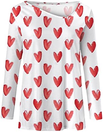 חמוד גרפי ארוך שרוול צווארון עגול חולצות חג האהבה יום חולצות לנשים בתוספת גודל