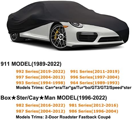 Sjysxm מתיחה סאטן כיסוי מכונית מקורה תואם לפורשה 911 992 991 997 996 Carrera Targa Turbo 4 S GTS 98-23/718 982