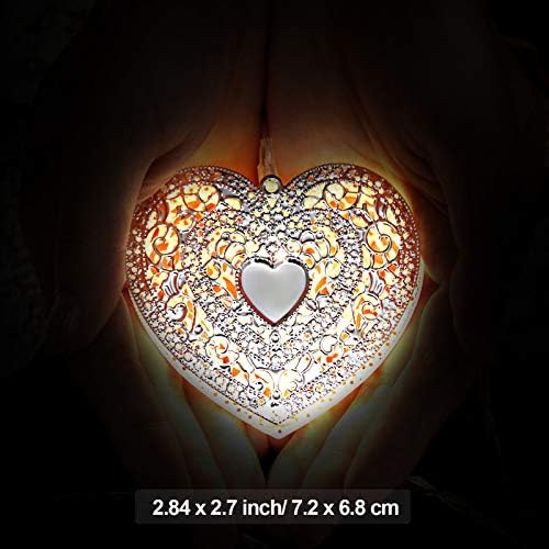 אורות מיתרי לב מתכת 13 ft 20 נוריות LED 2 מצבי הבהוב חתונה חלול אורות מיתר לב אור רומנטי אור דקורטיבי
