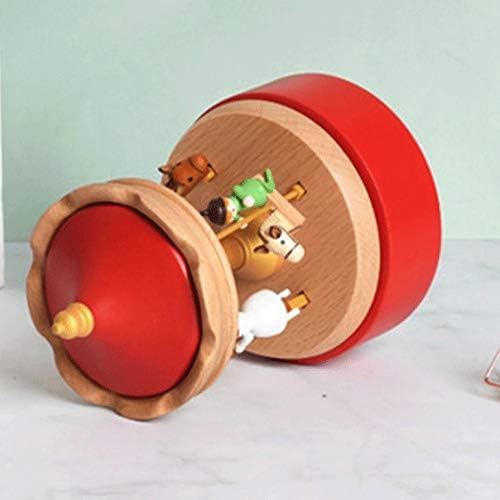 Tazsjg קופסת מוסיקה גיאומטרית מוסיקה גיאומטרית מתנה יוניסקס קופסת קרוסלת סוס חג המולד מעץ