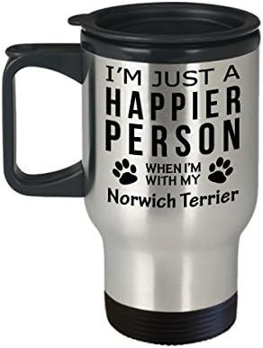 חובב כלבים טיול ספל קפה - אדם מאושר יותר עם מתנות הצלת בעלים של נורוויץ '.