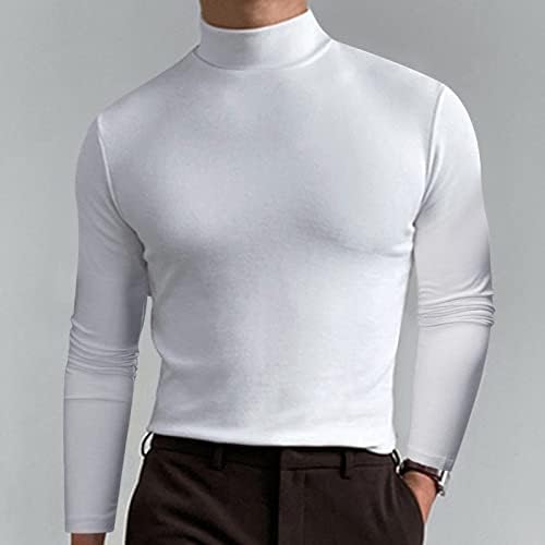 אוזמיאן גברים חולצות שרוול ארוך צווארון גולף מוצק מזדמן סוודר בכושר דק חולצת טריקו טוניקות