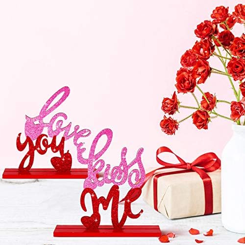 3 חתיכות חג האהבה עץ שולחן סימן קישוט רומנטי שולחן מרכזי סימן אהבה אתה להיות שלי לנשק אותי חתונה