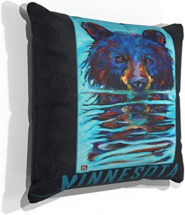 בד דוב רטוב של מינסוטה זורק כרית לספה או לספה בבית ובמשרד מציור שמן מאת האמן קארי לר 18 x 18.