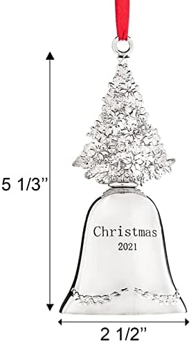 קישוט פעמון חג המולד של קליקל 2021 - קישוט חג המולד מכסף מבריק 2021 - עץ חג המולד קישוט פעמון כסף - קישוט
