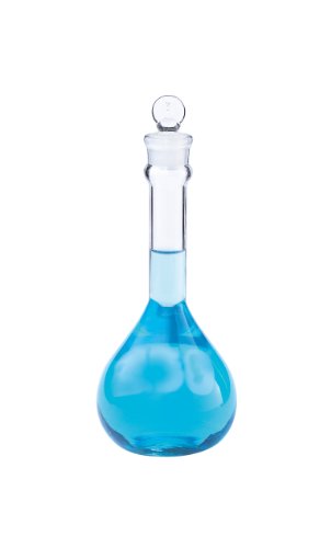 קימקס בורוסיליקט זכוכית כיתת זכוכית כבד פה רחב כבד בקבוק נפח עם פקק זכוכית, ± 0.10 מל סובלנות, 100 מל קיבולת