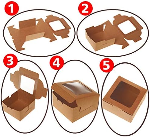 המוטון 10 יחידות קראפט נייר הקאפקייקס קופסות אחת עוגת מאפיית תיבת אריזה עם ברור תצוגת חלון מאפה סוכריות קופסות