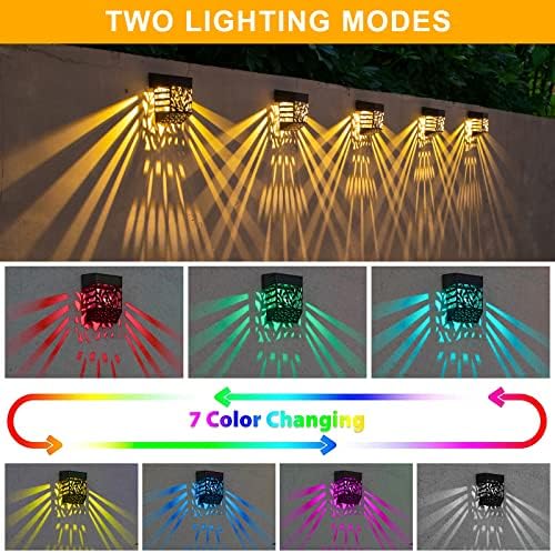 אורות סיפון סולאריים של EGOBOO למדרגות חיצוניות אטומות למים בצבע חמים אור LED, 8 PCAK צבע גדר