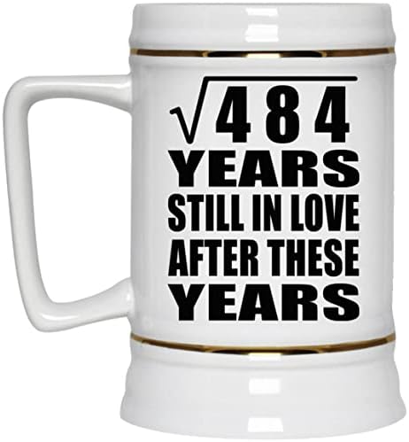 Designsify 22 שנה שורש ריבוע של 484 שנים שעדיין מאוהב, 22oz Beer Stein Ceramic Tallard ספל עם ידית למקפיא, מתנות