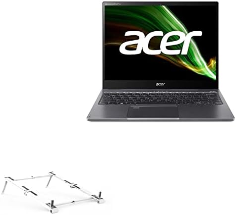 עמדת גלי תיבה ותואמת תואם לספין Acer 5 - עמדת אלומיניום בכיס 3 ב -1, נייד, עמדת צפייה מרובת זווית - כסף מתכתי