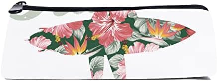 משולש תיק עט משולש משולש עפרונות קטנים, הטרופי Hawaii Hibiscus Girling Girl Silhouette גלשן רטרו