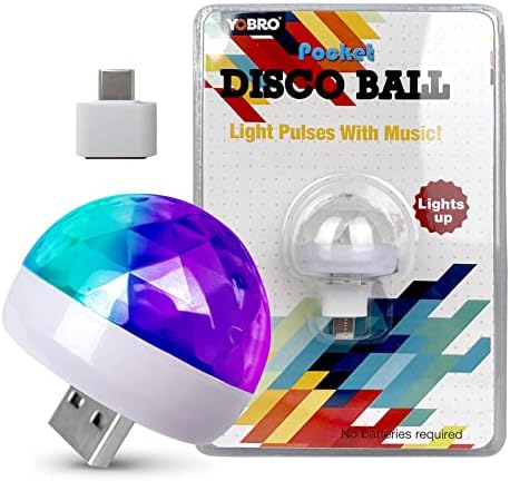 Yobro mini usb אור דיסקו אור, זעיר רב-צבעים סאונד מופעל אור דיסקו אור דיסקו, מתאים לחג המולד, מסיבות, יום