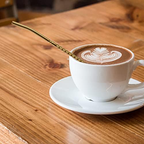 מוטון פרקולטור קפה מסנני 6 יחידות נירוסטה כפית קש לשימוש חוזר שתיית כפית קשיות ערבוב קפה כפית עם קש