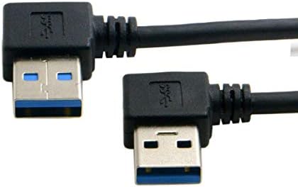 Cablecc USB 3.0 סוג A זכר 90 מעלות שמאלה ל- USB 3.0 כבל סיומת זוויתי ימני מסוג
