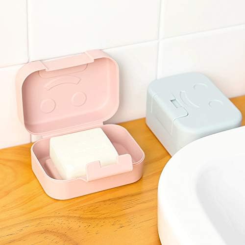 מחזיק סבון סבון סבון נייד עם מכסה, קופסת סבון אטומה פשוטה, קופסת שומר סבון מפלסטיק עם עיצוב אבזם היא אביזרי אמבטיה