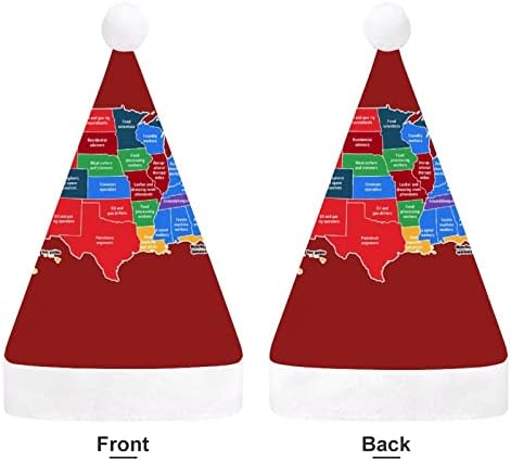 אמריקאי מפת חג המולד כובע סנטה כובע עבור יוניסקס מבוגרים נוחות קלאסי חג המולד כובע עבור מסיבת חג המולד