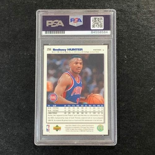 1995-96 Collector's Choice כדורסל 256 Lindsey Hunter חתום כרטיס Auto PSA S - כרטיסי חתימה של כדורסל כדורסל