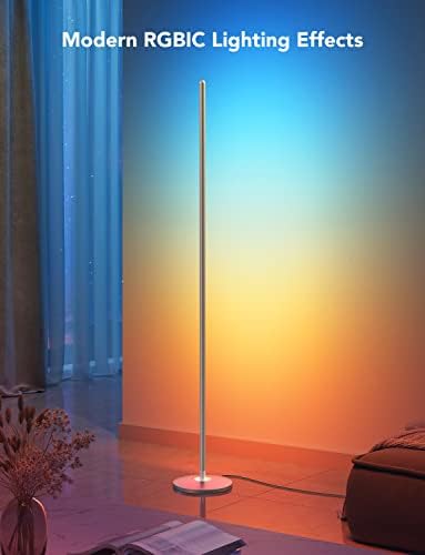מנורת רצפה, מנורת פינה לד עובדת עם אלקסה, מנורת עמידה מודרנית חכמה עם סנכרון מוסיקה ו -16 מיליון צבעי עשה זאת