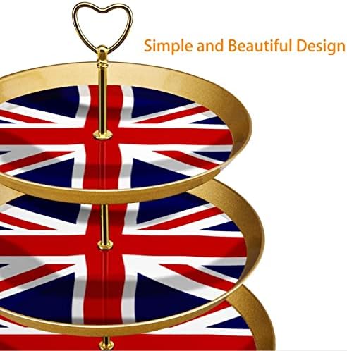 3 קומות עוגת דוכן, איחוד ג 'ק בריטניה בריטי ג' ק קינוח תצוגת מגדל, פלסטיק עגול הקאפקייקס מחזיק מגש הגשה לחתונה