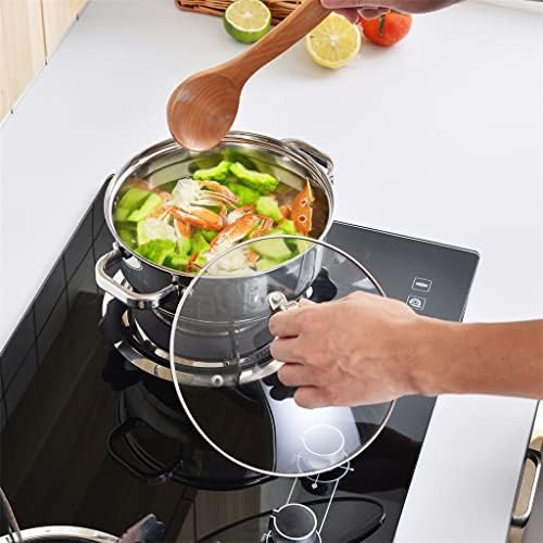 נירוסטה כלי בישול סט 10 חתיכה בטיחות אינדוקציה פאן סט טפלון מחבת תבשיל עם מכסה זכוכית (צבע:, גודל