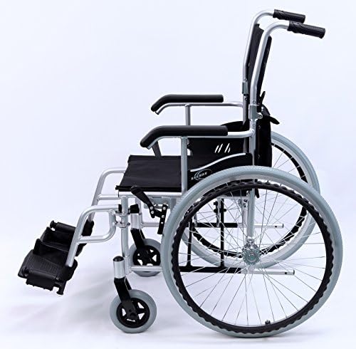 Karman LT-980-SI-E 24 פאונד כסא גלגלים קל משקל קל עם מנוחה ברגליים, כסף