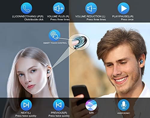 Volt Plus Tech Wireless V5.0 Bluetooth אוזניות תואמות ל- Xiaomi Redmi Note 10 Pro תצוגת LED, MIC