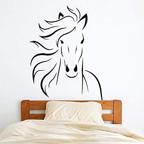 Boodecal מוסטנג סוס צללית קיר מדבקות קיר עיצוב קיר לחדר שינה חדר משחק חדר 22 אינץ 'x 27.5 אינץ'